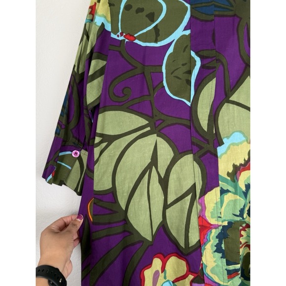 Soft Surroundings Shirt Women's PL Tunic Colorful Floral Cotton Art To Wear - Picture 8 of 13